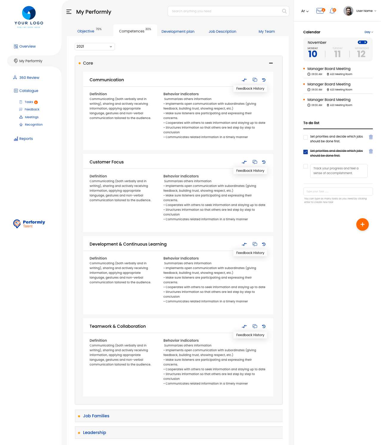 screenshot of Performly Talent